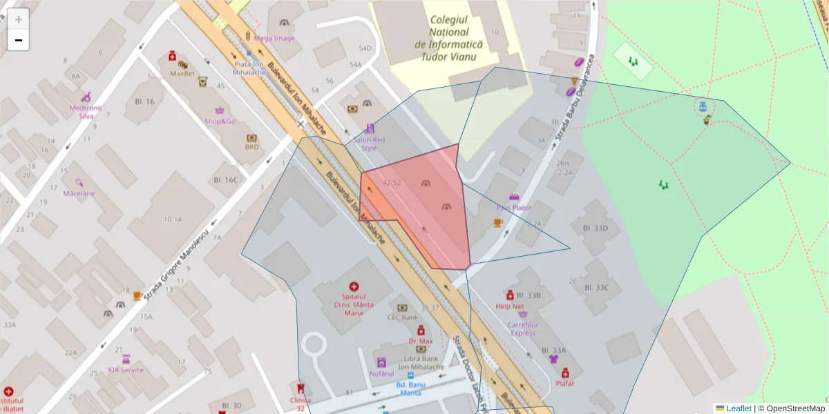 Hartă a codului poștal  și a codurilor poștale învecinate