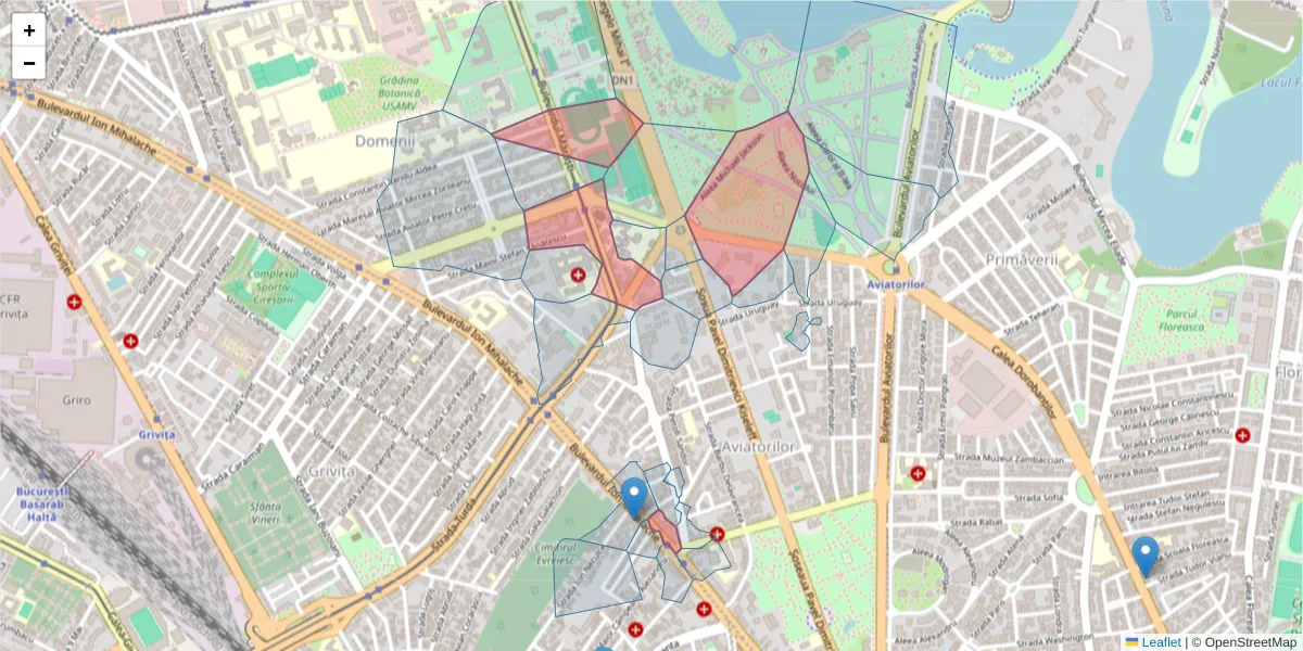 Hartă a codului poștal  și a codurilor poștale învecinate