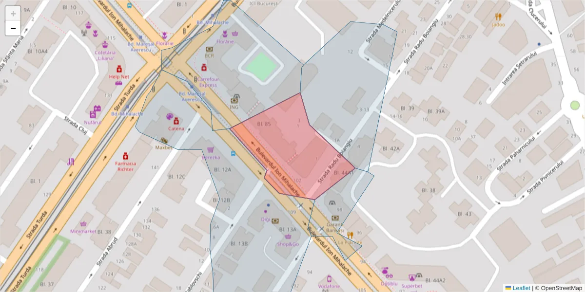 Hartă a codului poștal  și a codurilor poștale învecinate