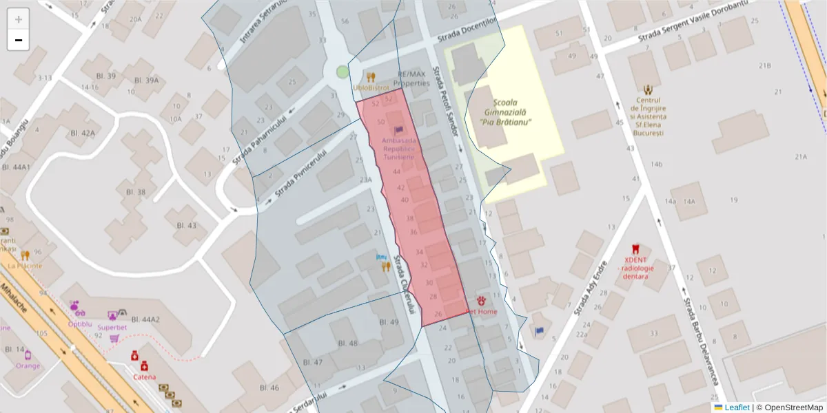 Hartă a codului poștal  și a codurilor poștale învecinate