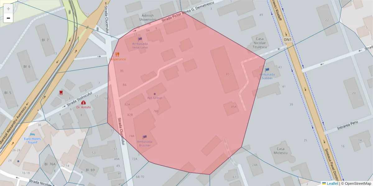 Hartă a codului poștal  și a codurilor poștale învecinate