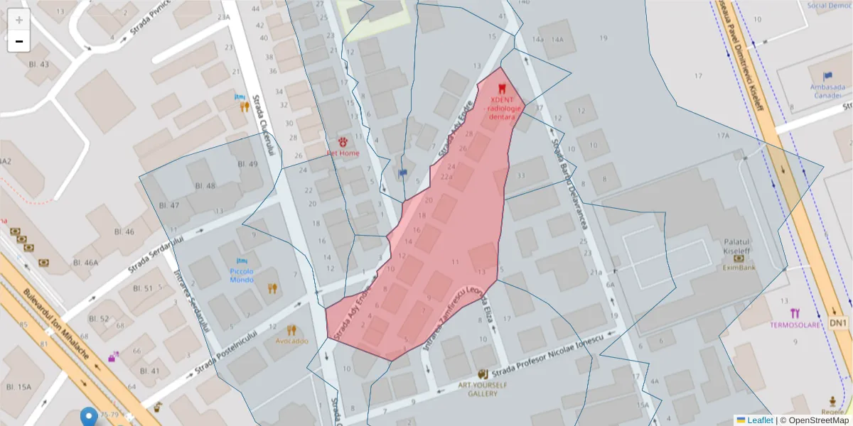 Hartă a codului poștal  și a codurilor poștale învecinate