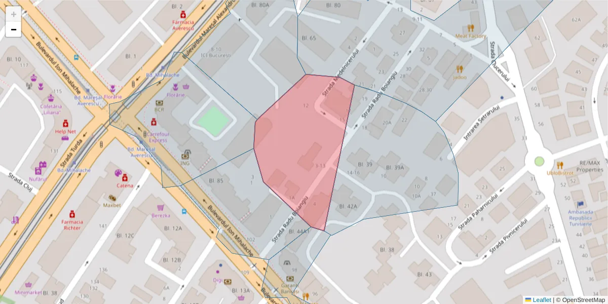 Hartă a codului poștal  și a codurilor poștale învecinate