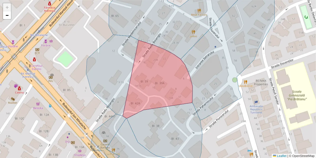 Hartă a codului poștal  și a codurilor poștale învecinate