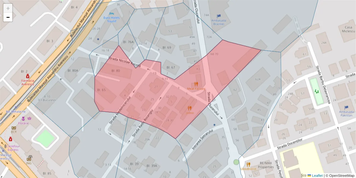 Hartă a codului poștal  și a codurilor poștale învecinate