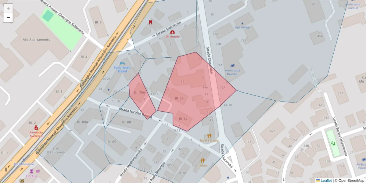 Hartă a codului poștal  și a codurilor poștale învecinate