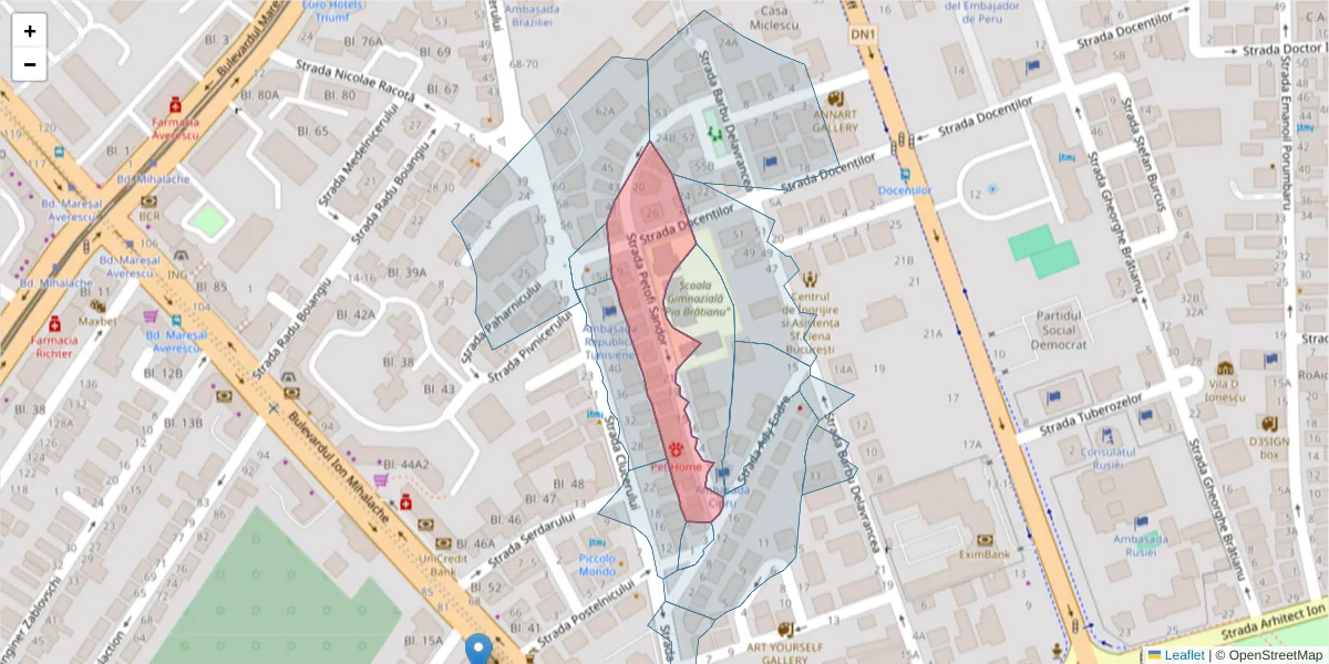 Hartă a codului poștal  și a codurilor poștale învecinate