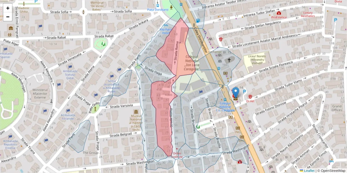 Hartă a codului poștal  și a codurilor poștale învecinate