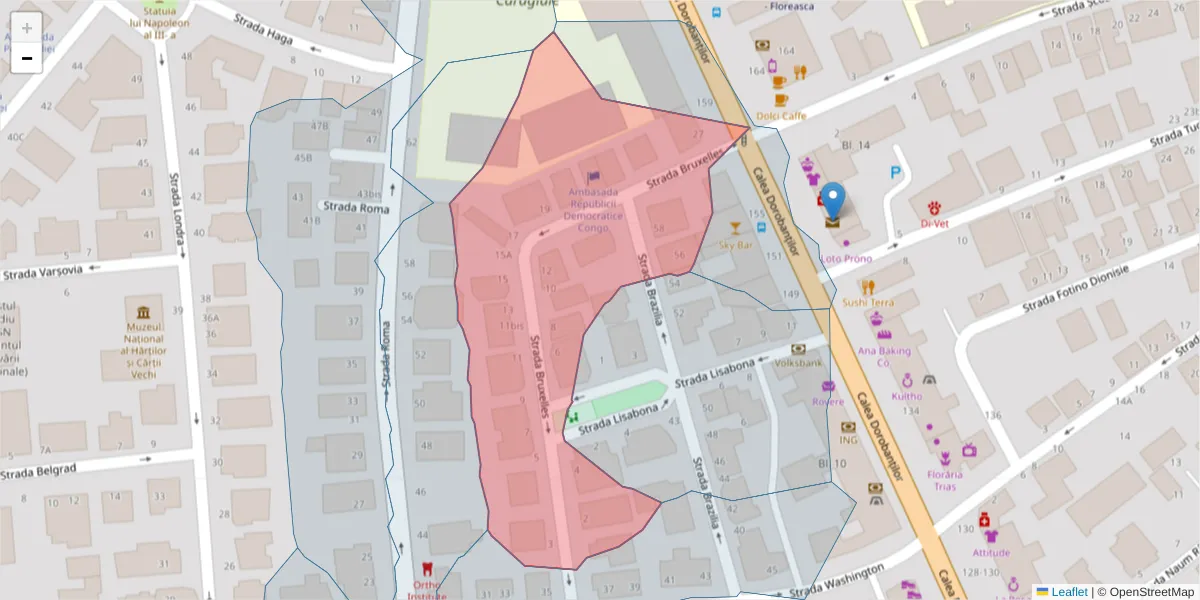 Hartă a codului poștal  și a codurilor poștale învecinate