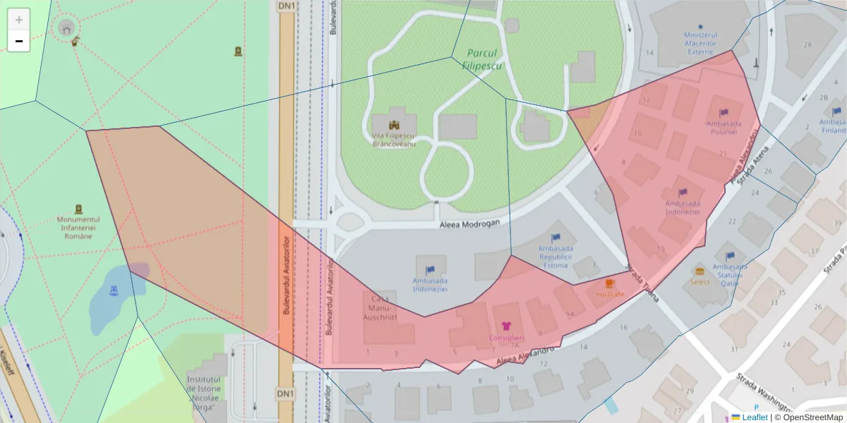 Hartă a codului poștal  și a codurilor poștale învecinate