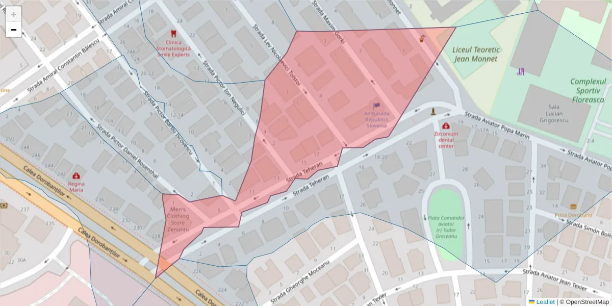 Hartă a codului poștal  și a codurilor poștale învecinate