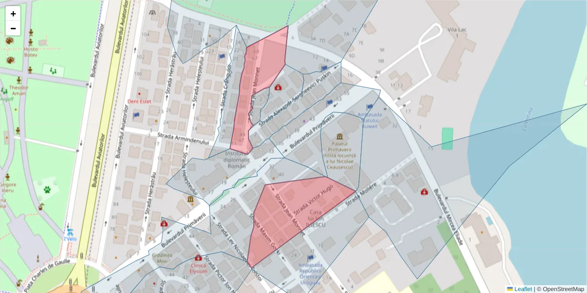 Hartă a codului poștal  și a codurilor poștale învecinate