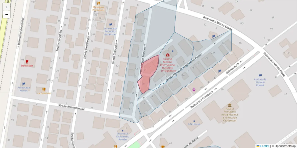 Hartă a codului poștal  și a codurilor poștale învecinate