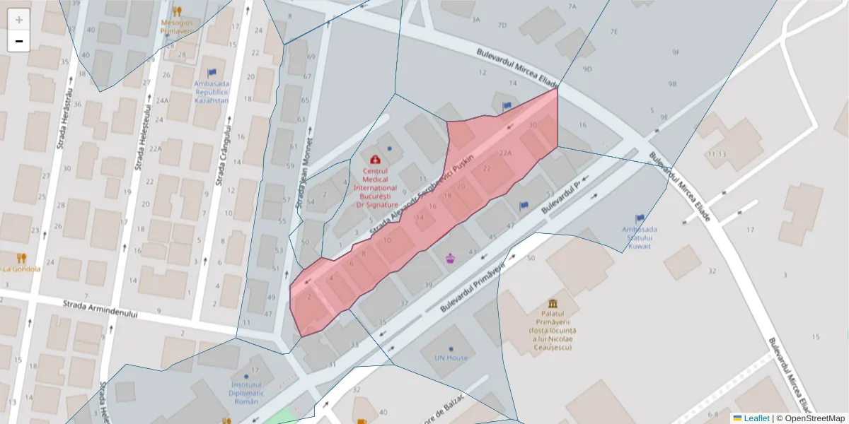 Hartă a codului poștal  și a codurilor poștale învecinate