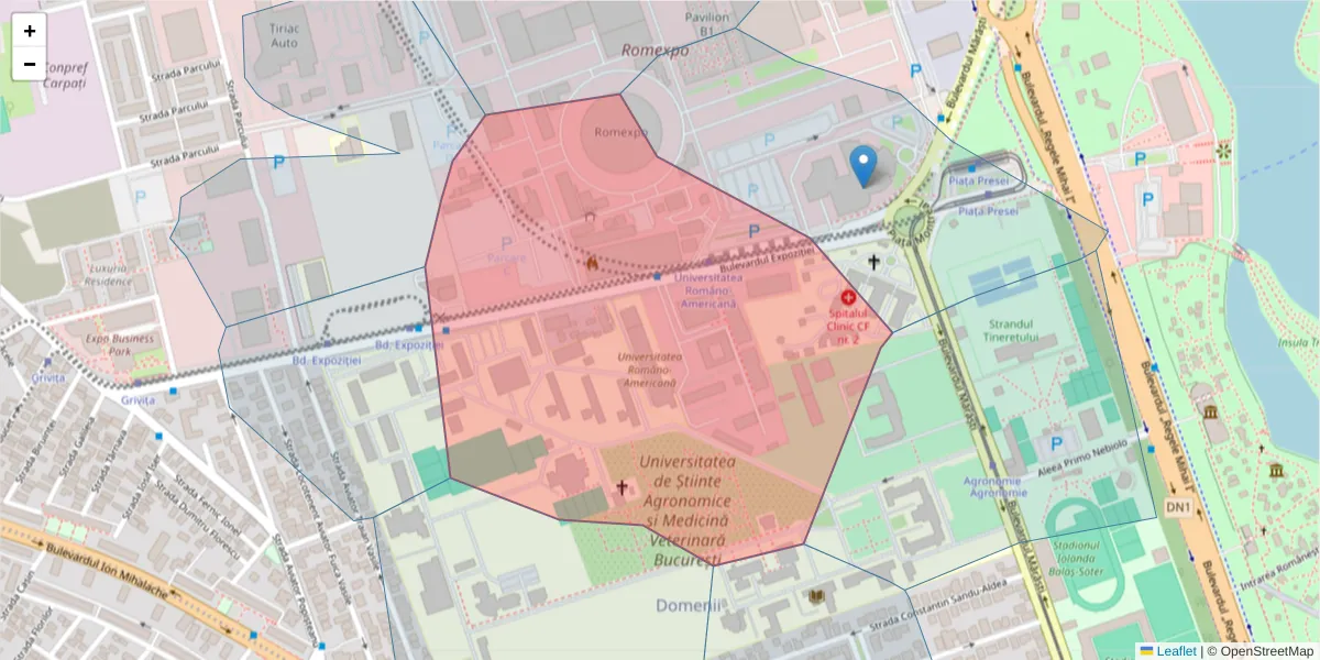 Hartă a codului poștal  și a codurilor poștale învecinate