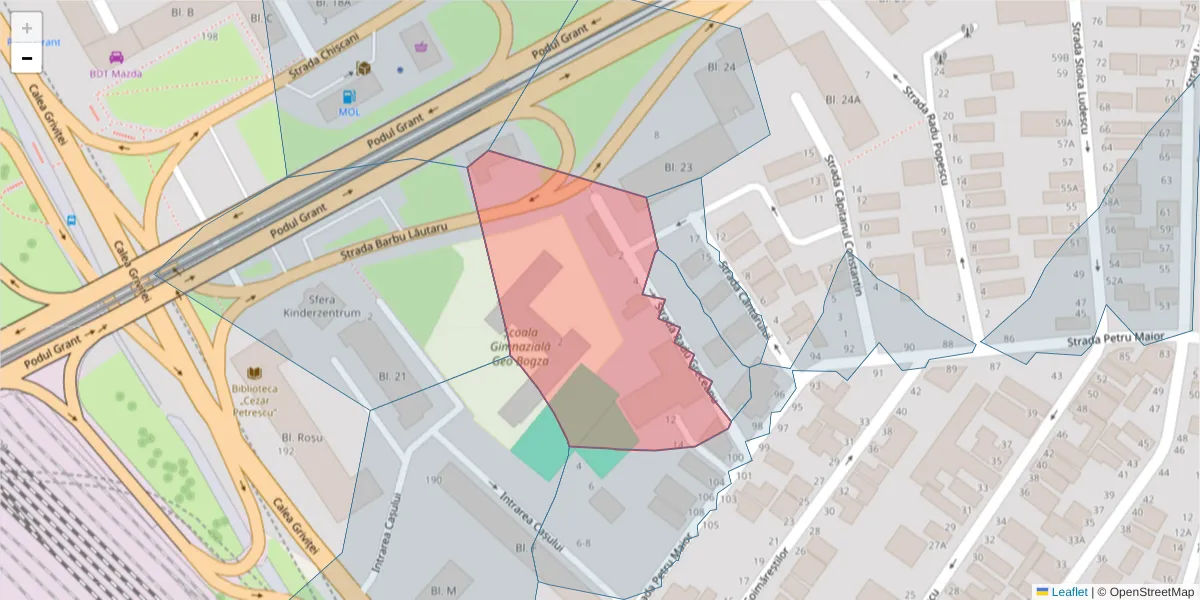Hartă a codului poștal  și a codurilor poștale învecinate