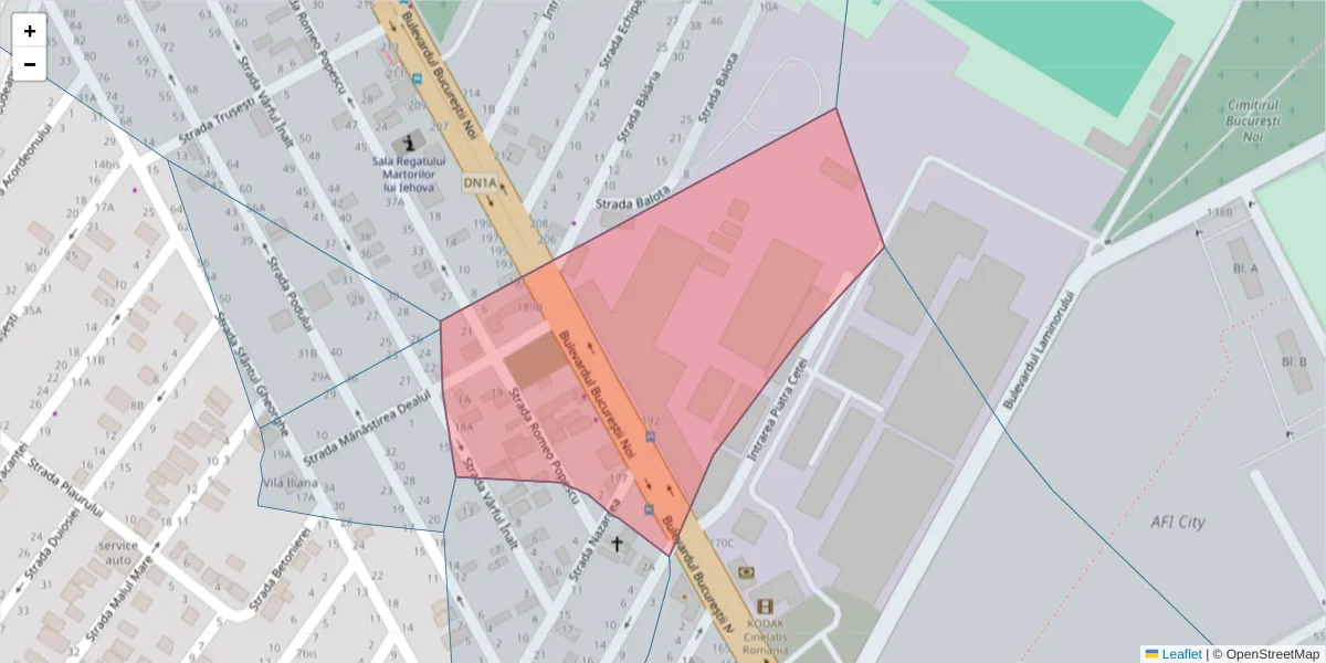 Hartă a codului poștal  și a codurilor poștale învecinate