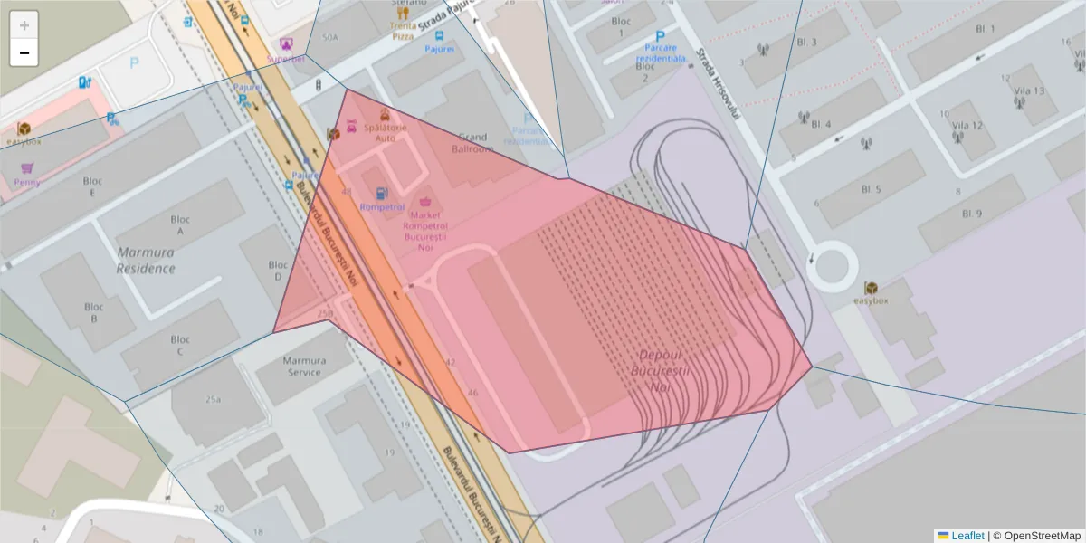 Hartă a codului poștal  și a codurilor poștale învecinate