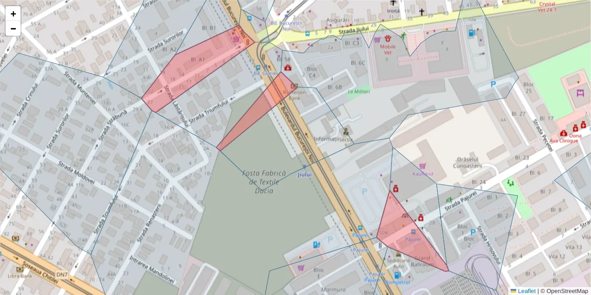 Hartă a codului poștal  și a codurilor poștale învecinate