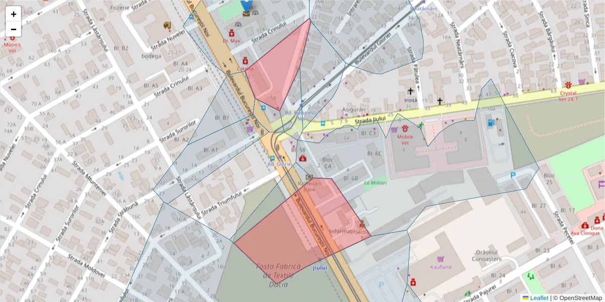 Hartă a codului poștal  și a codurilor poștale învecinate