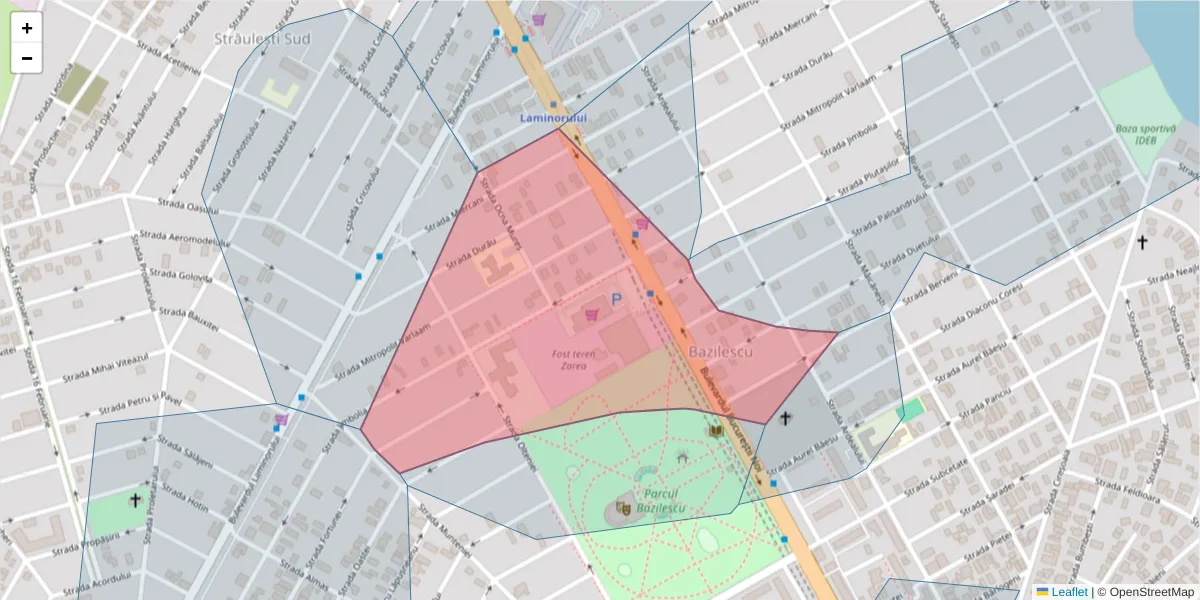 Hartă a codului poștal  și a codurilor poștale învecinate