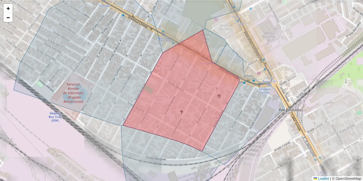 Hartă a codului poștal  și a codurilor poștale învecinate