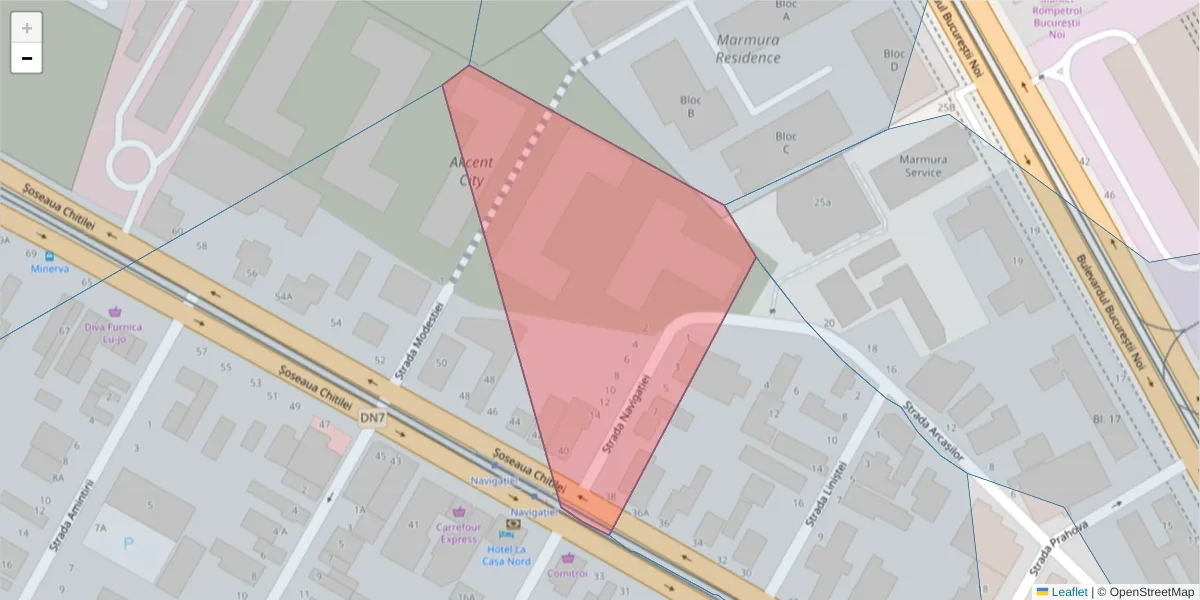 Hartă a codului poștal  și a codurilor poștale învecinate