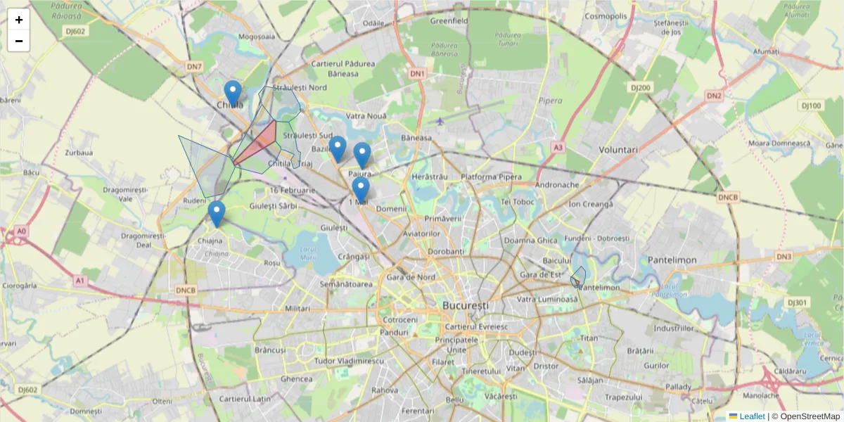 Hartă a codului poștal  și a codurilor poștale învecinate