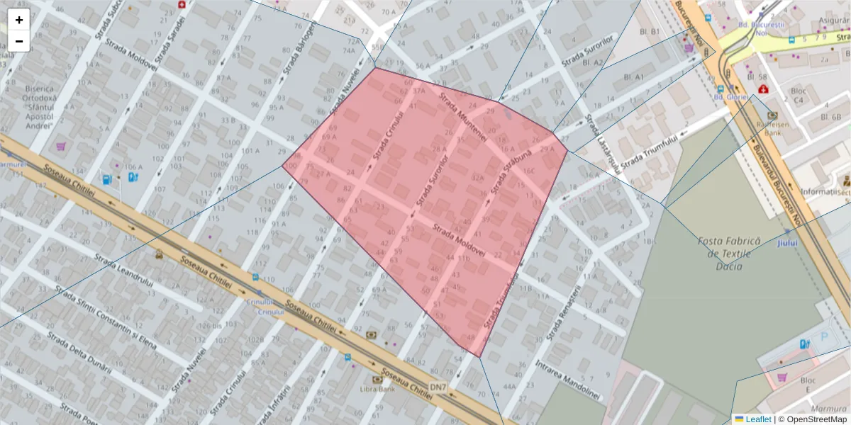 Hartă a codului poștal  și a codurilor poștale învecinate