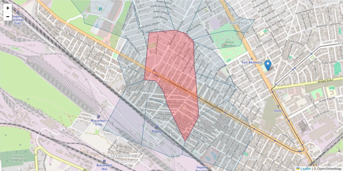 Hartă a codului poștal  și a codurilor poștale învecinate