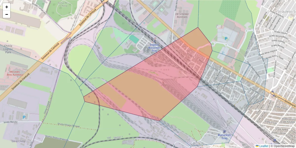 Hartă a codului poștal  și a codurilor poștale învecinate