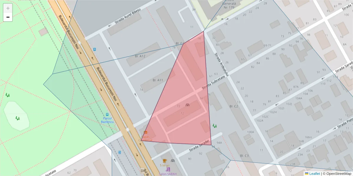 Hartă a codului poștal  și a codurilor poștale învecinate