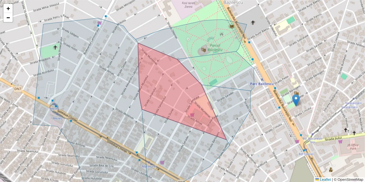 Hartă a codului poștal  și a codurilor poștale învecinate