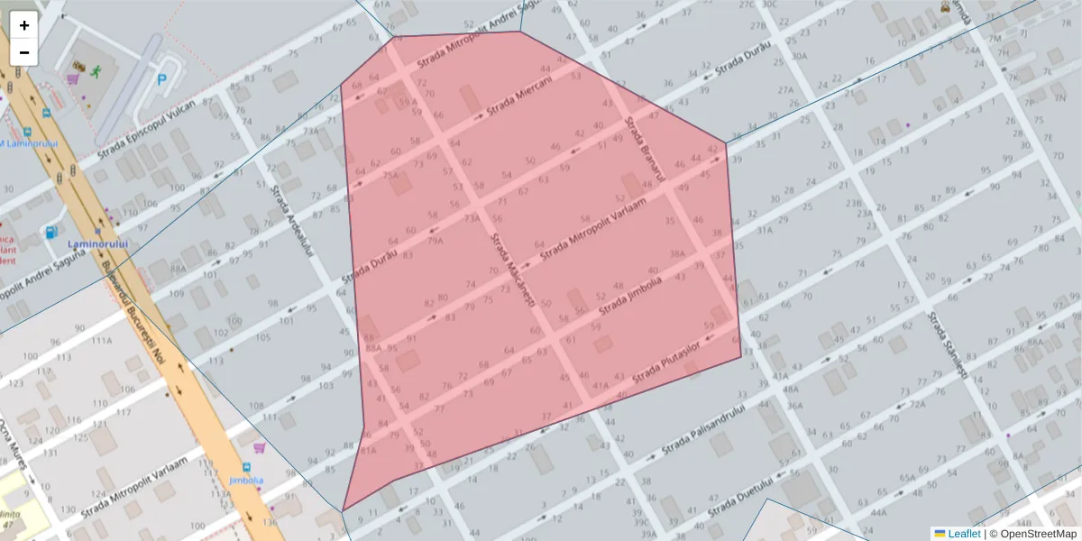 Hartă a codului poștal  și a codurilor poștale învecinate