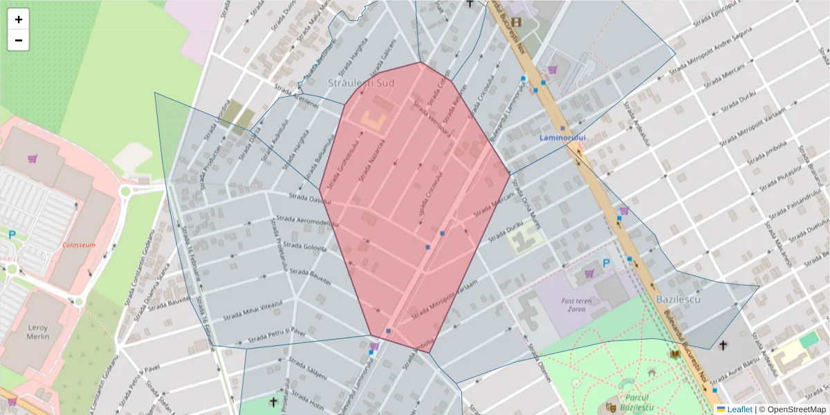 Hartă a codului poștal  și a codurilor poștale învecinate