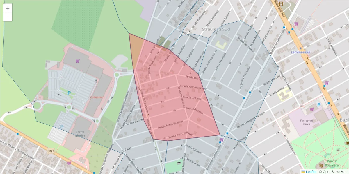 Hartă a codului poștal  și a codurilor poștale învecinate