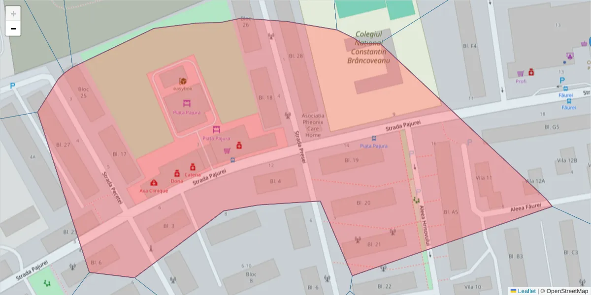 Hartă a codului poștal  și a codurilor poștale învecinate