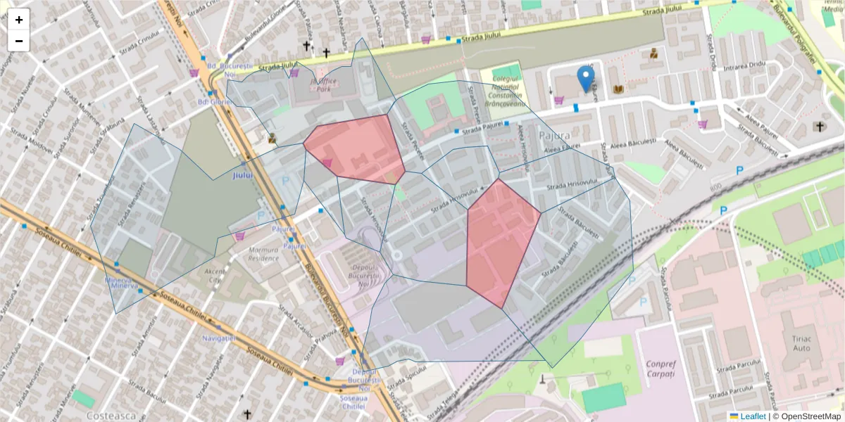 Hartă a codului poștal  și a codurilor poștale învecinate