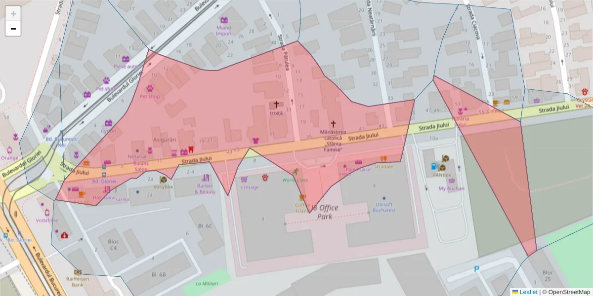 Hartă a codului poștal  și a codurilor poștale învecinate