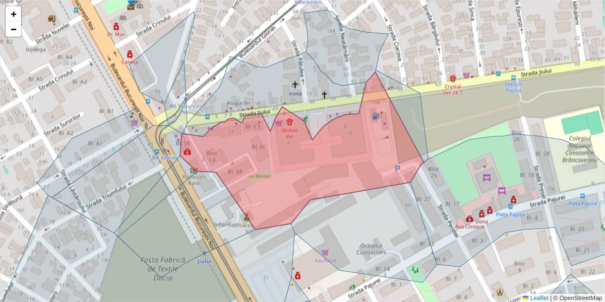 Hartă a codului poștal  și a codurilor poștale învecinate