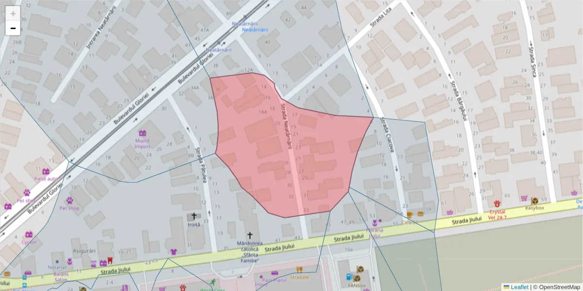 Hartă a codului poștal  și a codurilor poștale învecinate