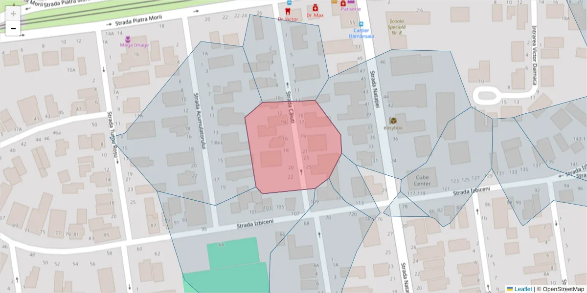 Hartă a codului poștal  și a codurilor poștale învecinate
