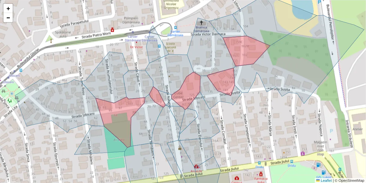 Hartă a codului poștal  și a codurilor poștale învecinate