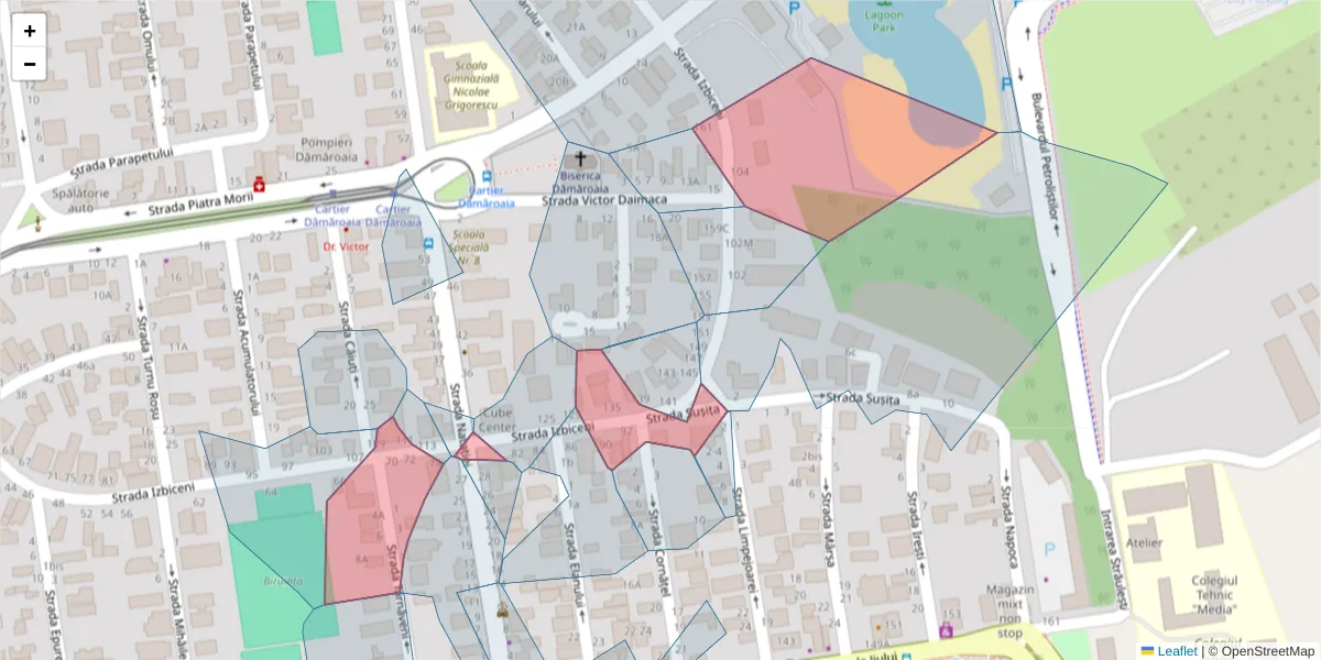 Hartă a codului poștal  și a codurilor poștale învecinate