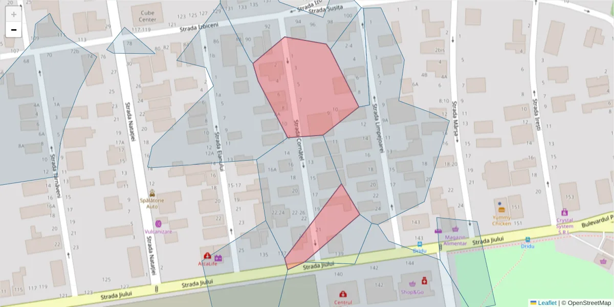 Hartă a codului poștal  și a codurilor poștale învecinate