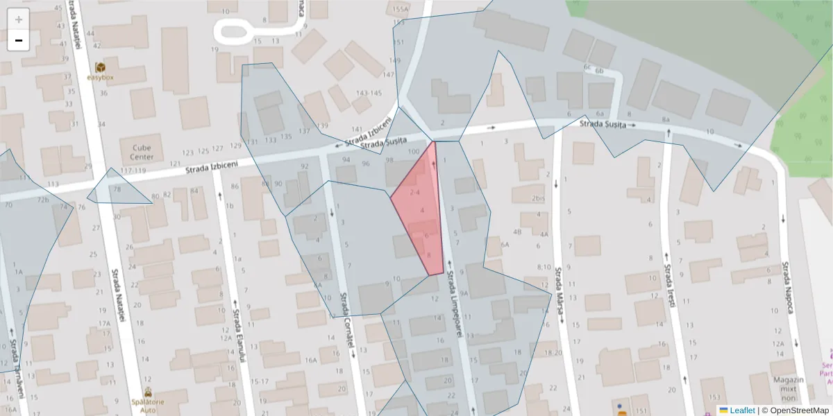 Hartă a codului poștal  și a codurilor poștale învecinate