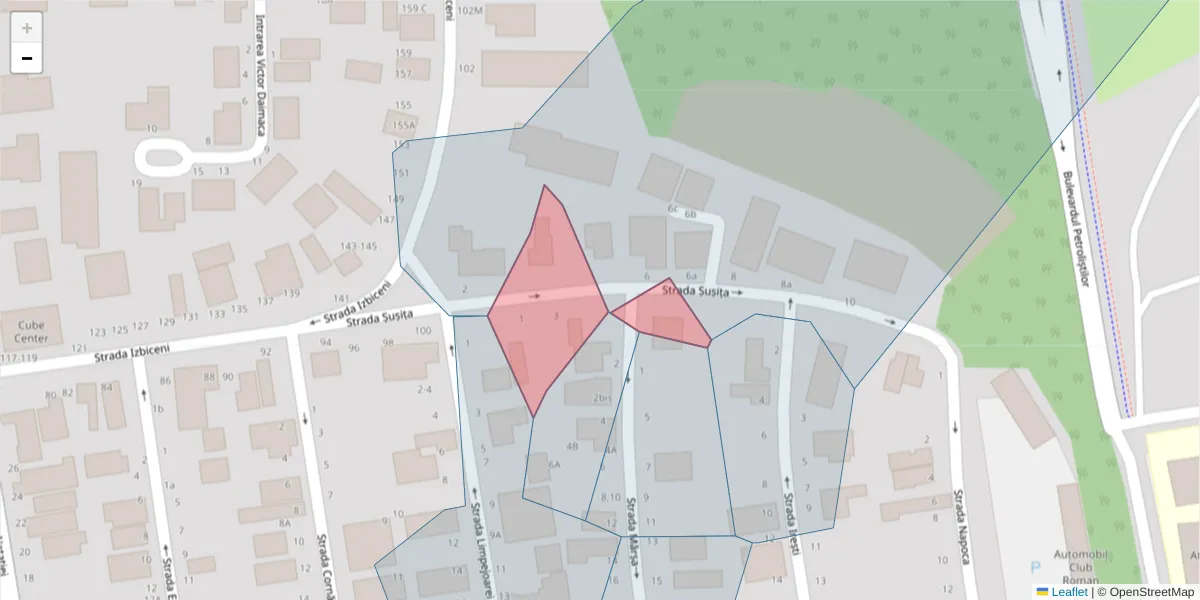 Hartă a codului poștal  și a codurilor poștale învecinate