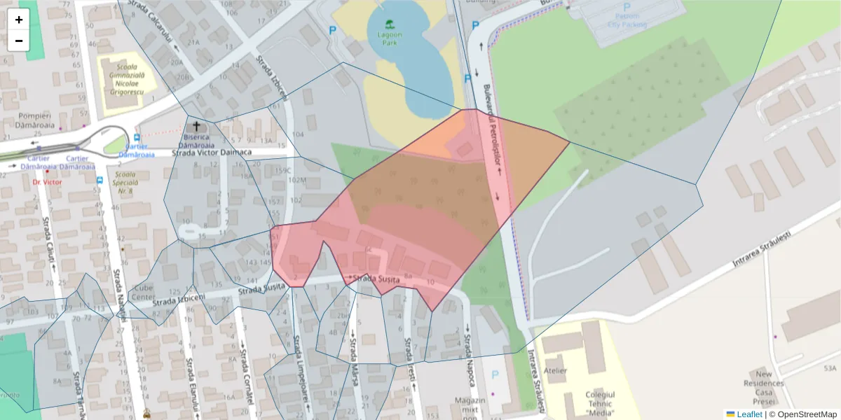 Hartă a codului poștal  și a codurilor poștale învecinate