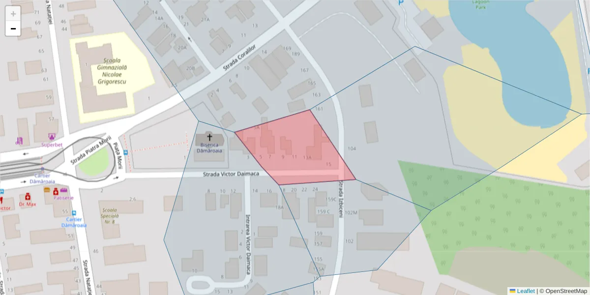 Hartă a codului poștal  și a codurilor poștale învecinate