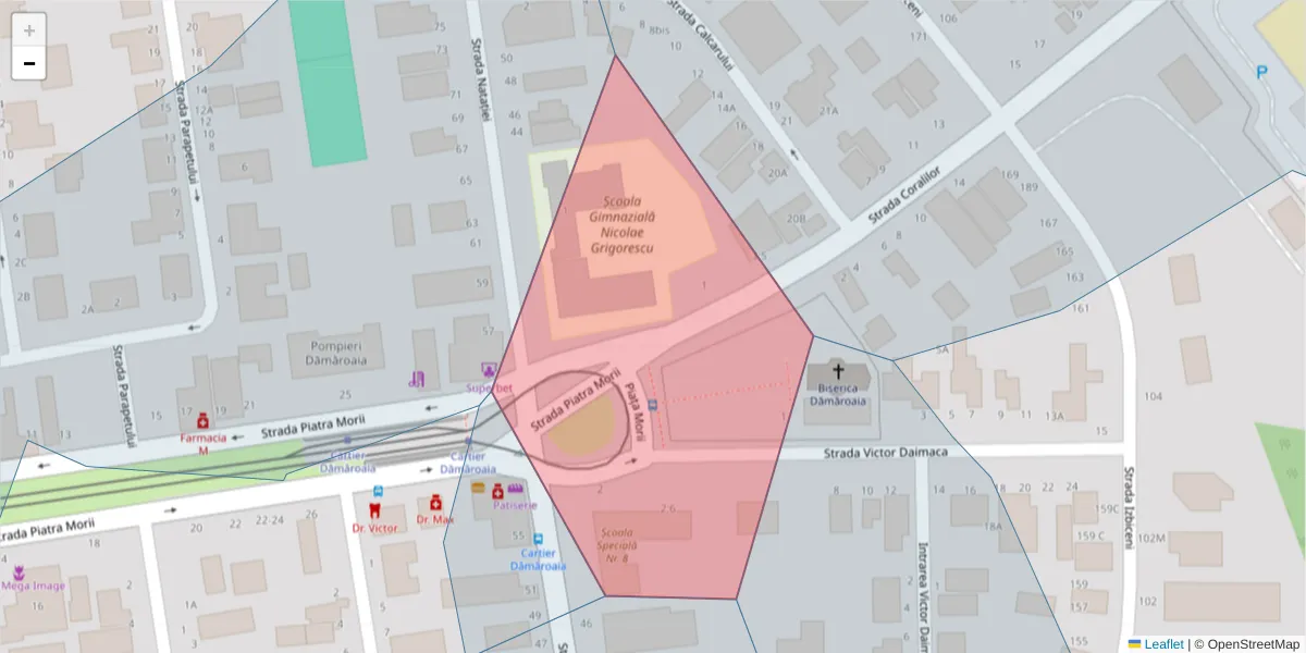 Hartă a codului poștal  și a codurilor poștale învecinate